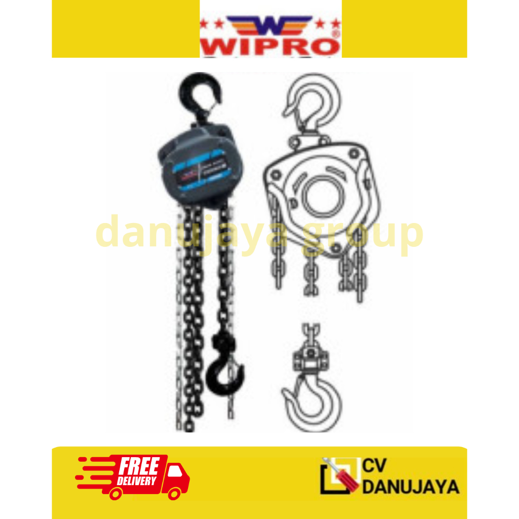 Chain Block Katrol Rantai Kerekan Takel Heavy Duty 2 Ton x 15 M Meter Panjang WIPRO