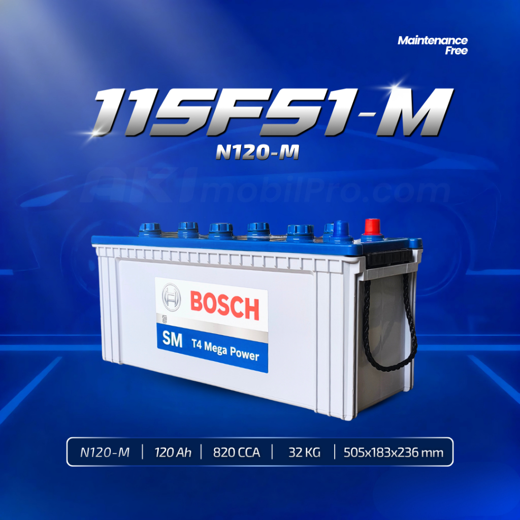 Aki Mobil Truk Hino Dutro | Dump Truk | BOSCH BATTERY MF N120-M (115F51-M) 120Ah CCA 820Amps Kering 