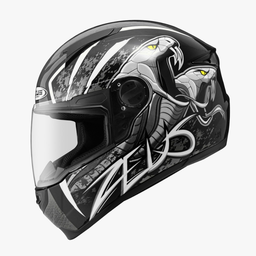 ZEUS ZS 811 BLK AL48 WHITE FULL FACE SINGLE VISOR