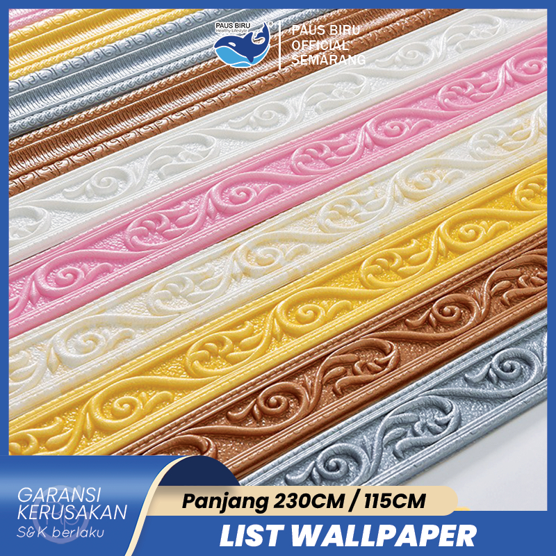 Paus Biru - Wall Border List 2.3 M Wallborder Foam 3D List Dinding 3D Profil Moulding Dinding