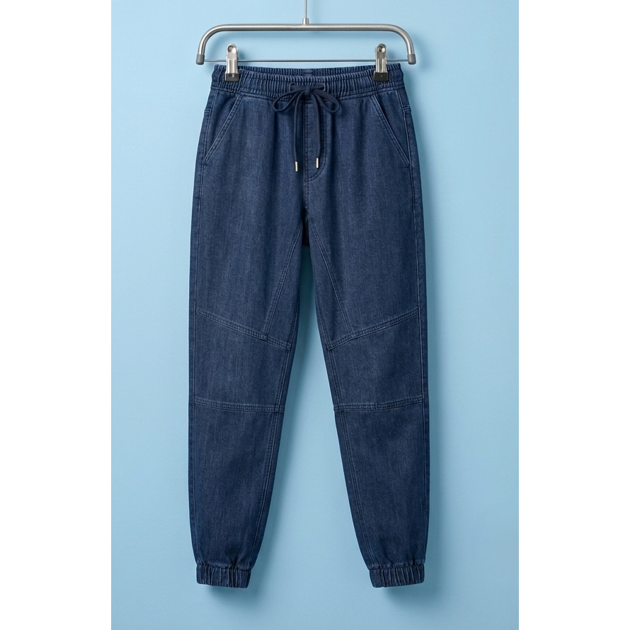 Celana Jogger Denim Pria/Wanita | Bahan Levis Tebal Premium | Pinggang Karet Serut