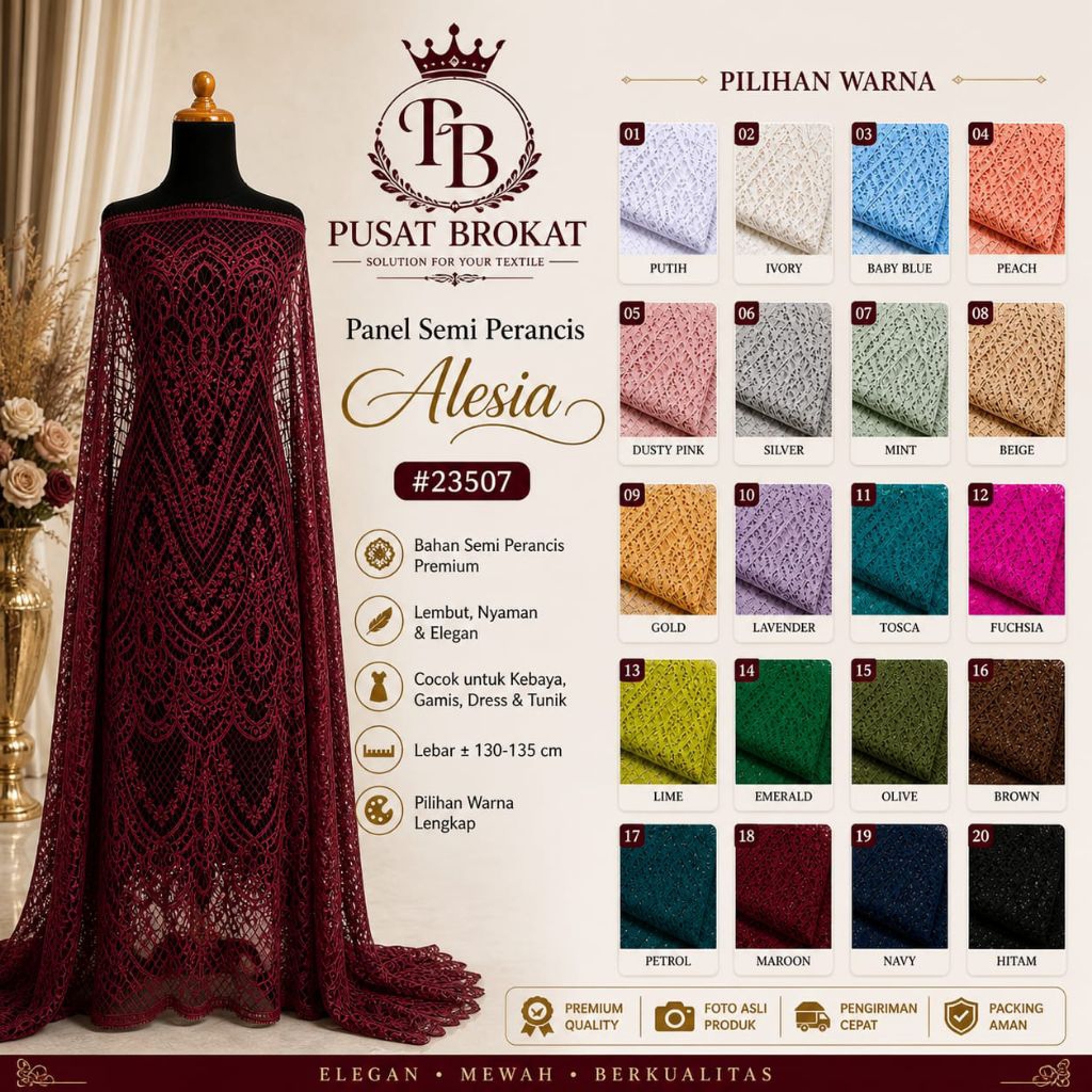 Kain Brokat SemiPrancis Katun,Brukat Semifrancis kain kebaya pengantin