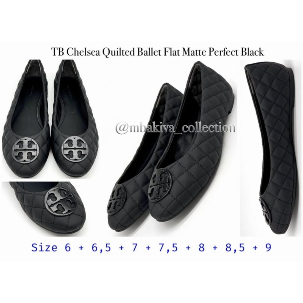 TB Chelsea Quilted Ballet Flat Matte Perfect Black