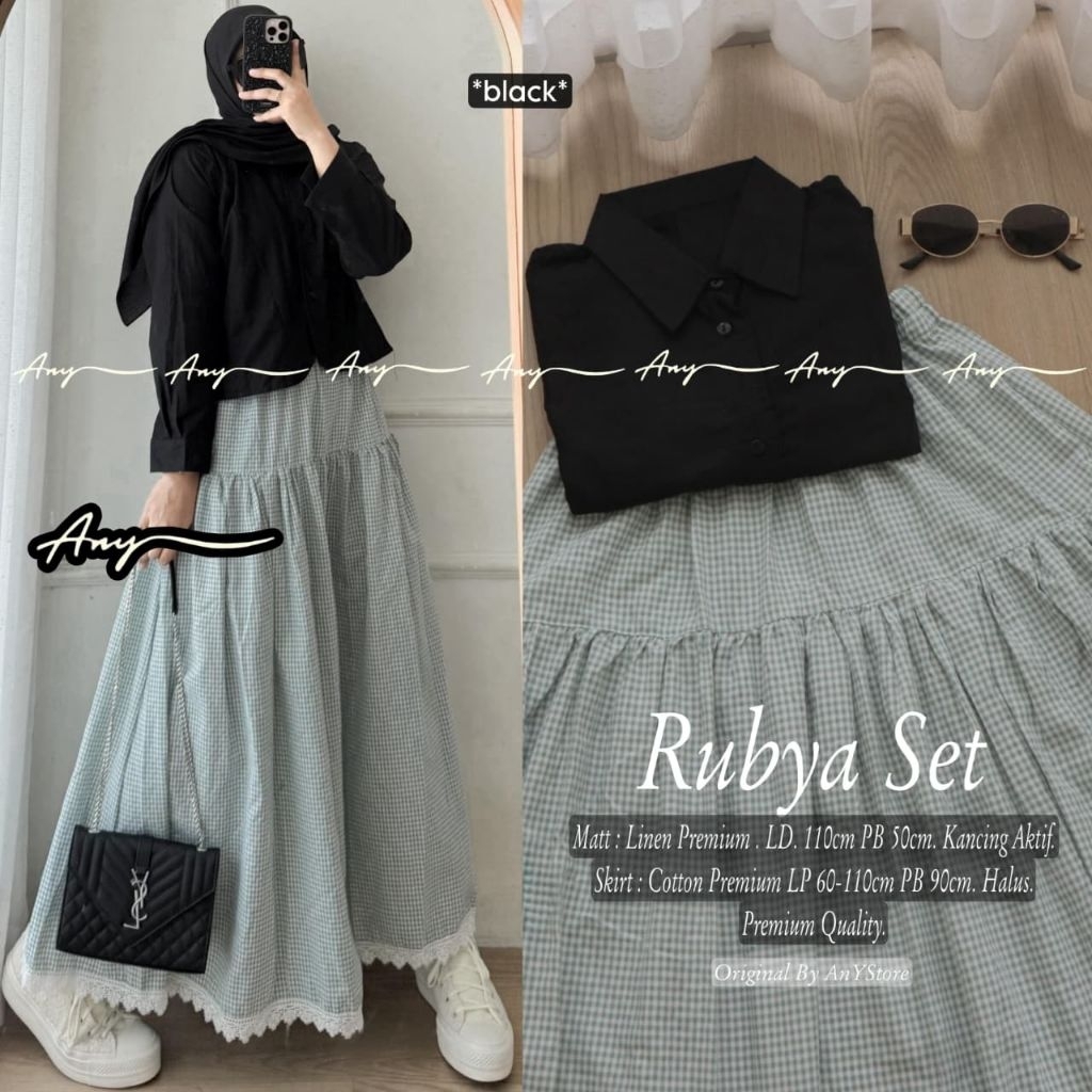 Rubya, arumi, vania set (atasan+rok) Yola set tunik rayon mix rok brokat  | Ocha set daily by any | 