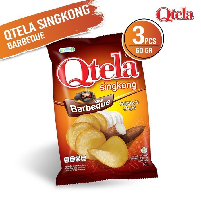 QTELA KERIPIK SINGKONG 60GR RASA BBQ PAKET 3 PCS