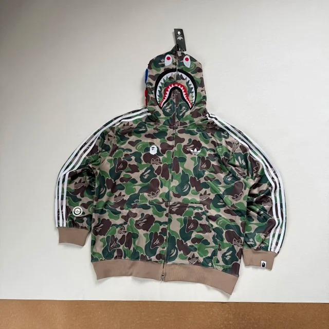 adidas x B@PE Relaxed Fit Track Camo Shark Full Zip Hoodie Green