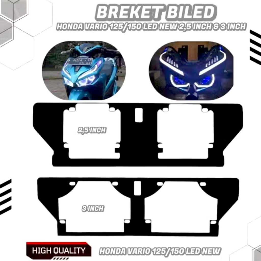 Breket Dudukan Lampu Biled Honda Vario 125/150 Led New 2,5 Inch 3 Inch Biled Aes Wst Vinyx Cr7 Ibrig