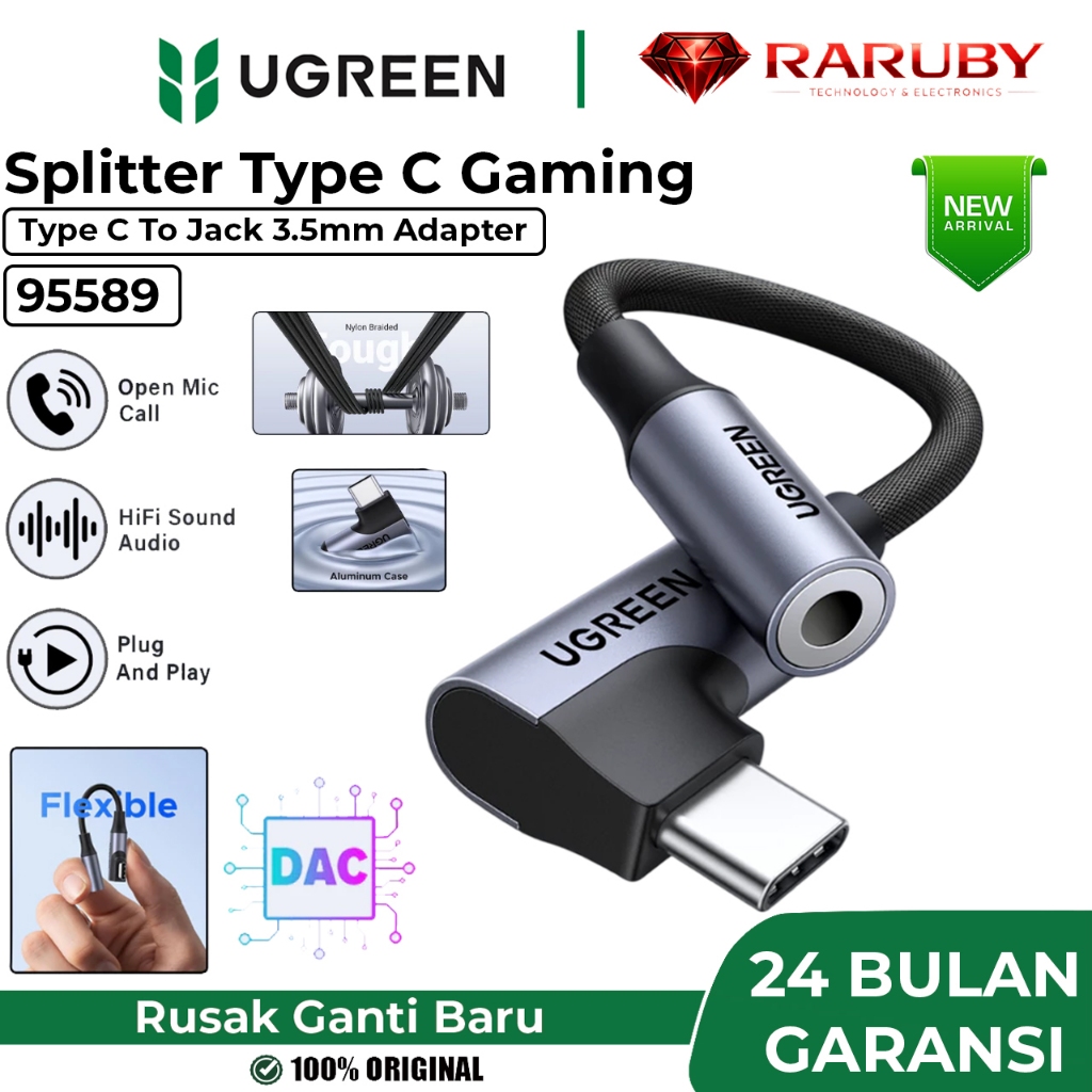 UGREEN Converter Splitter Audio C TO Aux 3.5mm Gaming DAC Compatible For iPad iPhone 16 17 Pro Max