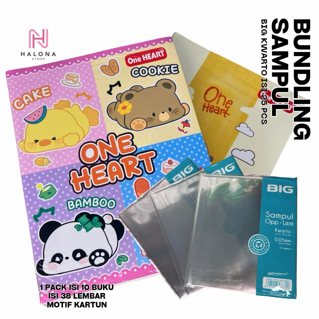Buku Tulis 38 One Heart Lucu 1 Pack Isi 10 Buku 38 Lembar Buku Sekolah