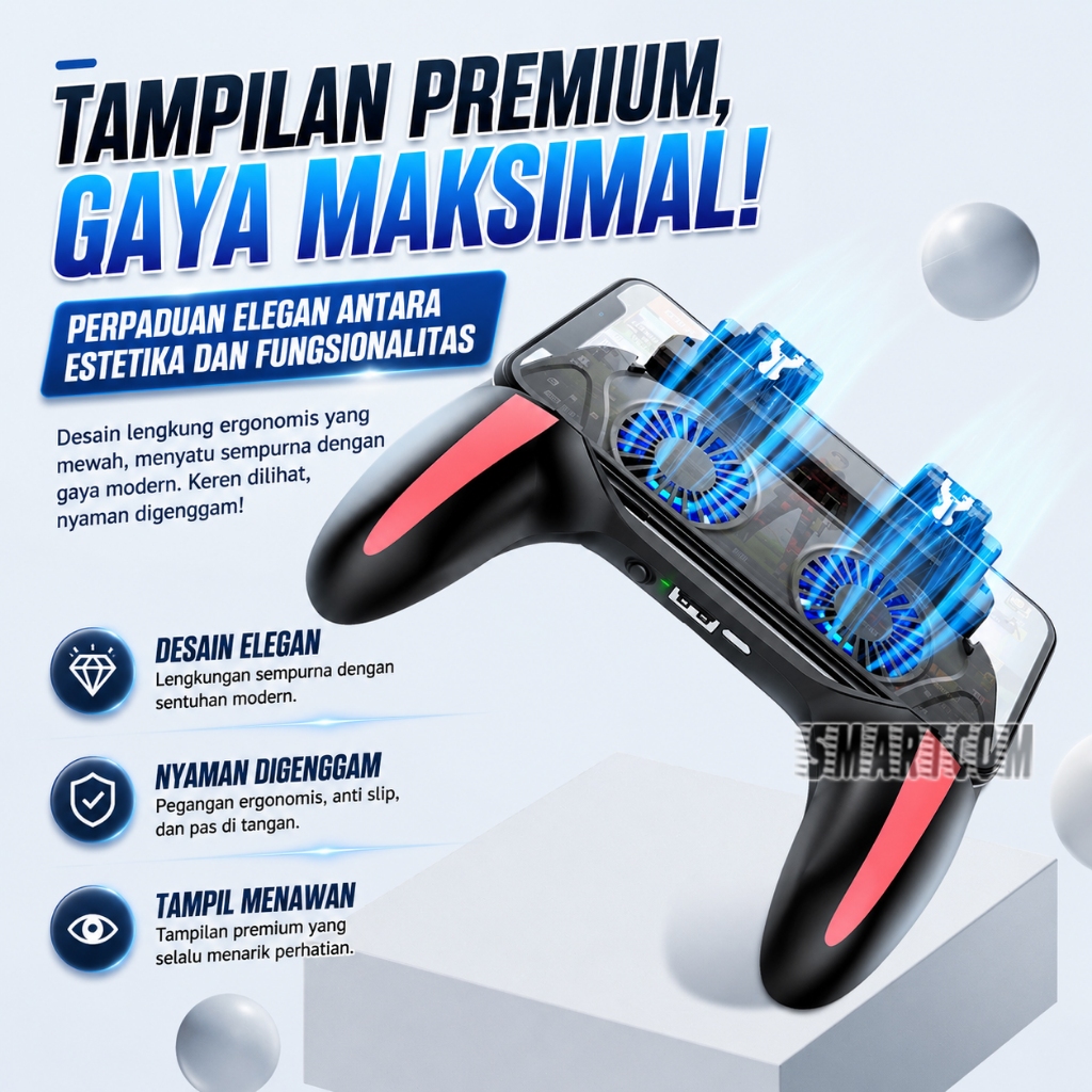SMARTCOM H10 Dual Fan Cooler Gamepad PUBG Mobile Controller Gamepad Handle Hp