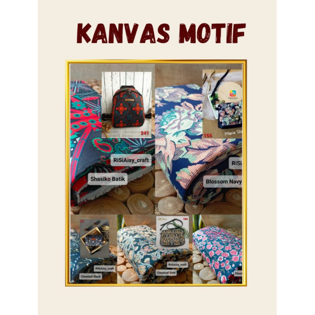 Kain Kanvas Motif  Bahan Craft Tas Sepatu ( size 50cm*145cm/150cm)