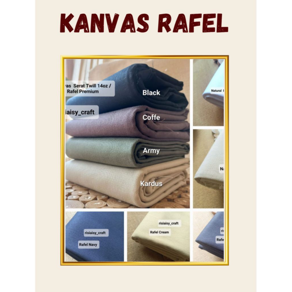 Kain Kanvas Serat Twill 14 Rafel Premium