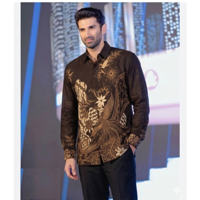 RF Kemeja Batik Premium | Kemeja Batik Pria Lengan Panjang | Batik Pria Lengan Panjang Warna Hitam |