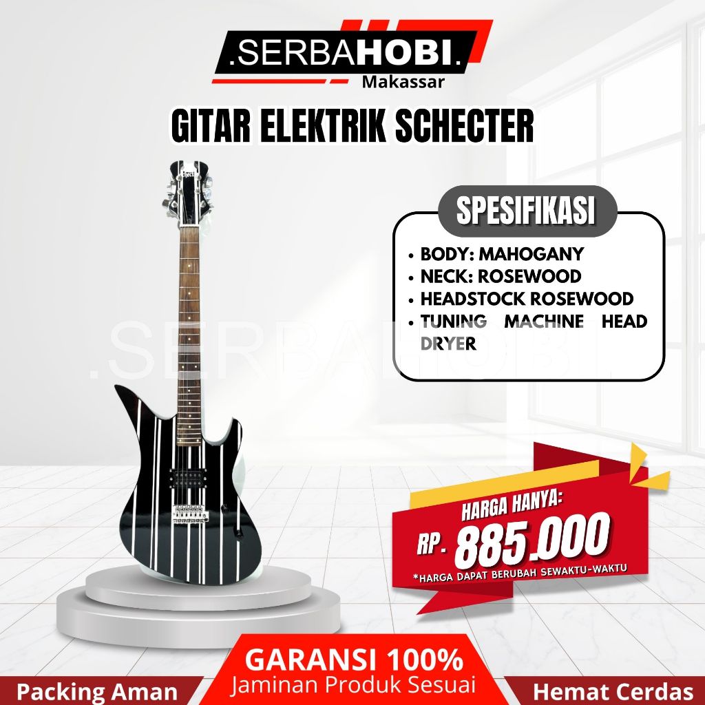 GITAR ELEKTRIK SCHECTER FREE TAS, KABEL JACK DAN PICK GITAR