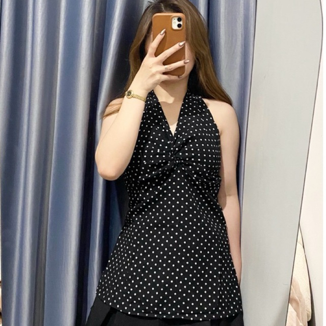Jill - Jeje Top Polkadot Atasan Wanita / Fashion Wanita Kaos Wanita