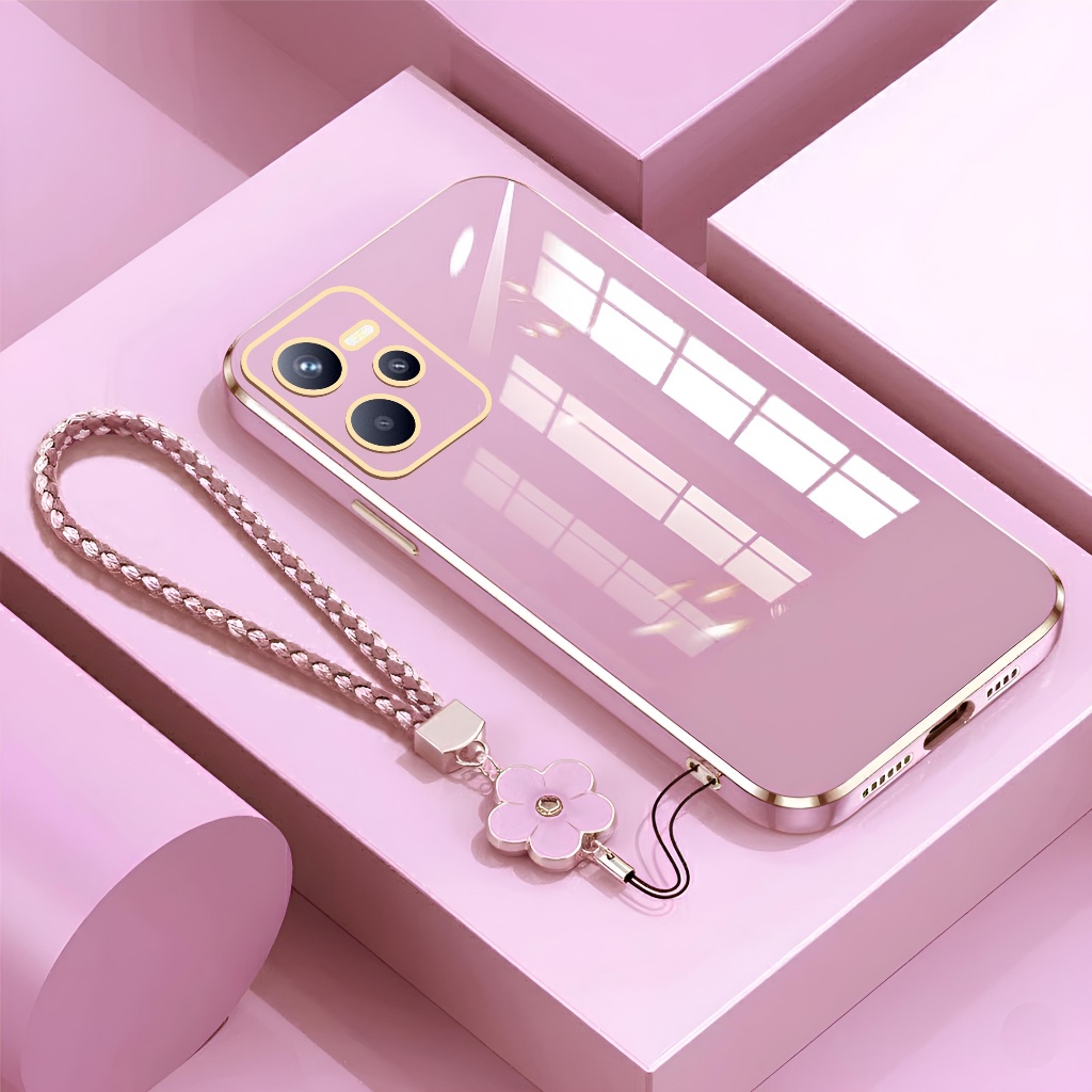 Case Realme C35 / Narzo 50A Prime Luxury Glossy With Flower Lanyard
