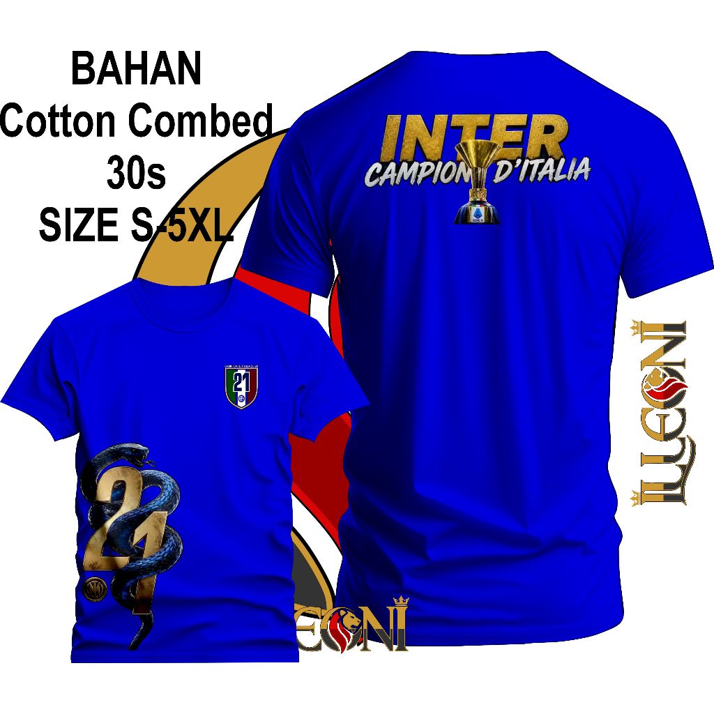 BIG SIZE (S-5XL) Kaos inter Scudetto21 ular samping | kaos Inter Milan Champions 2026