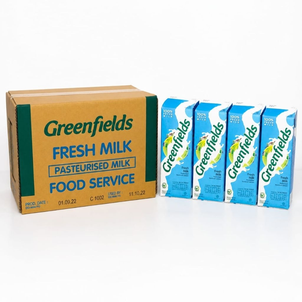 Greenfields Fresh Milk 1000mL Tanpa Tutup | 1 Karton ( 12 PCs x 1000mL )
