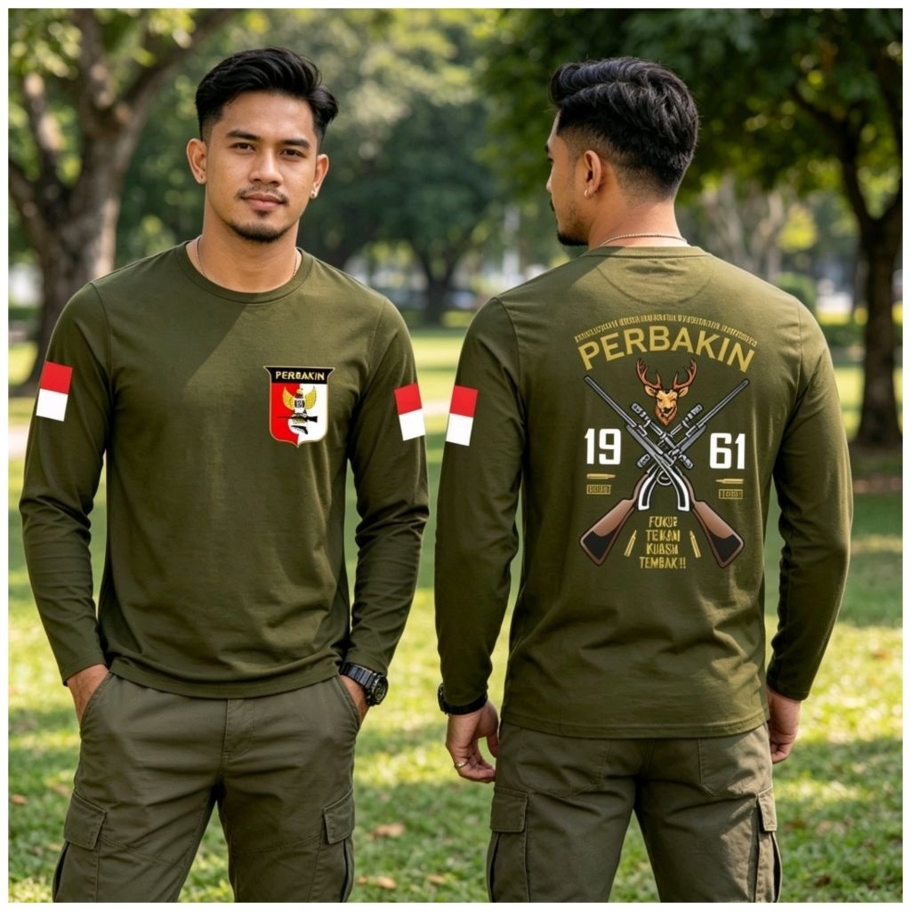 Kaos Perbakin Lengan Panjang / Kaos Perbakin Merah putih /Kaos Pemburu Hutan/ Kaos Senapan Pria Wani