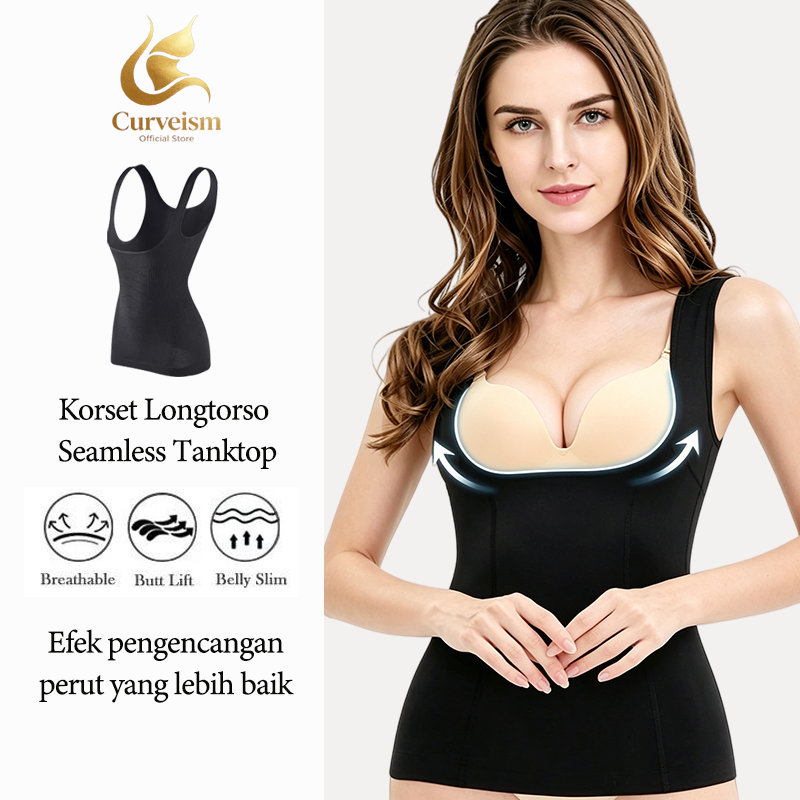 Korset Longtorso Seamless Tanktop Bra Dalaman Kebaya Korset Pelangsing Perut Korset Breast Lift Teba