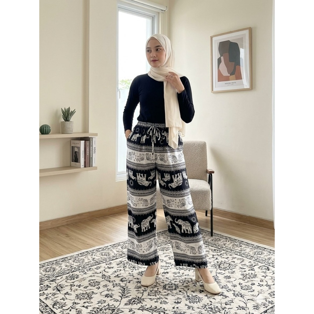 Celana Gajah/ Celana thailand/ Celana Gajah Thailand/ Celana Rayon Motif Gajah Thailand