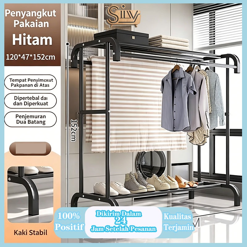 CLOTH RACKMultifungsiRakGantungBajuTempatPenyimpananBajuTempatSepatuStandHangerShenarRakGantungDindi