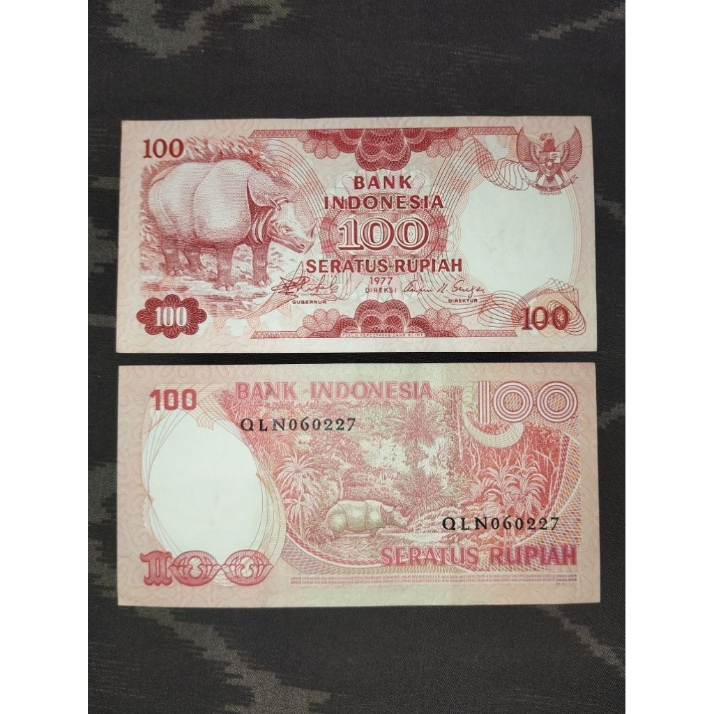 uang kertas kuno 100 rupiah badak