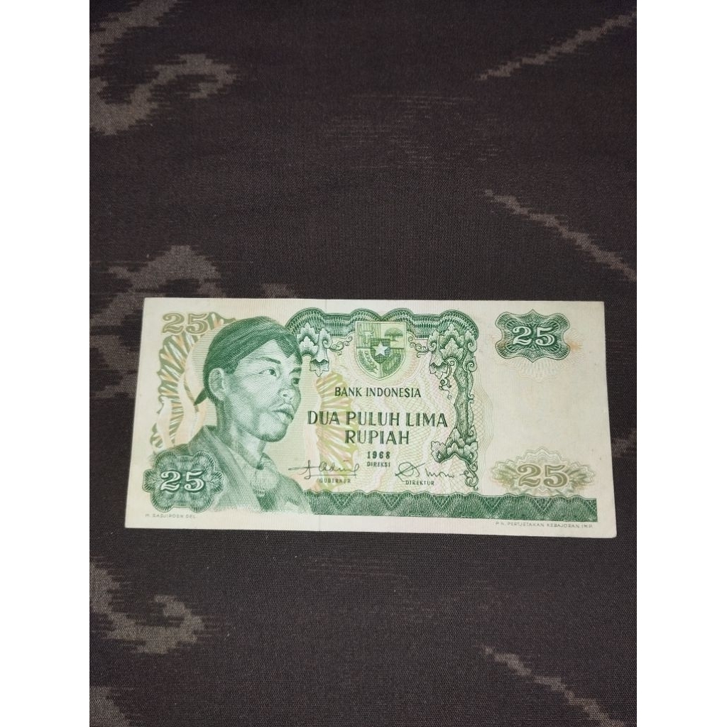 uang kertas kuno 25 rupiah Soedirman seri X