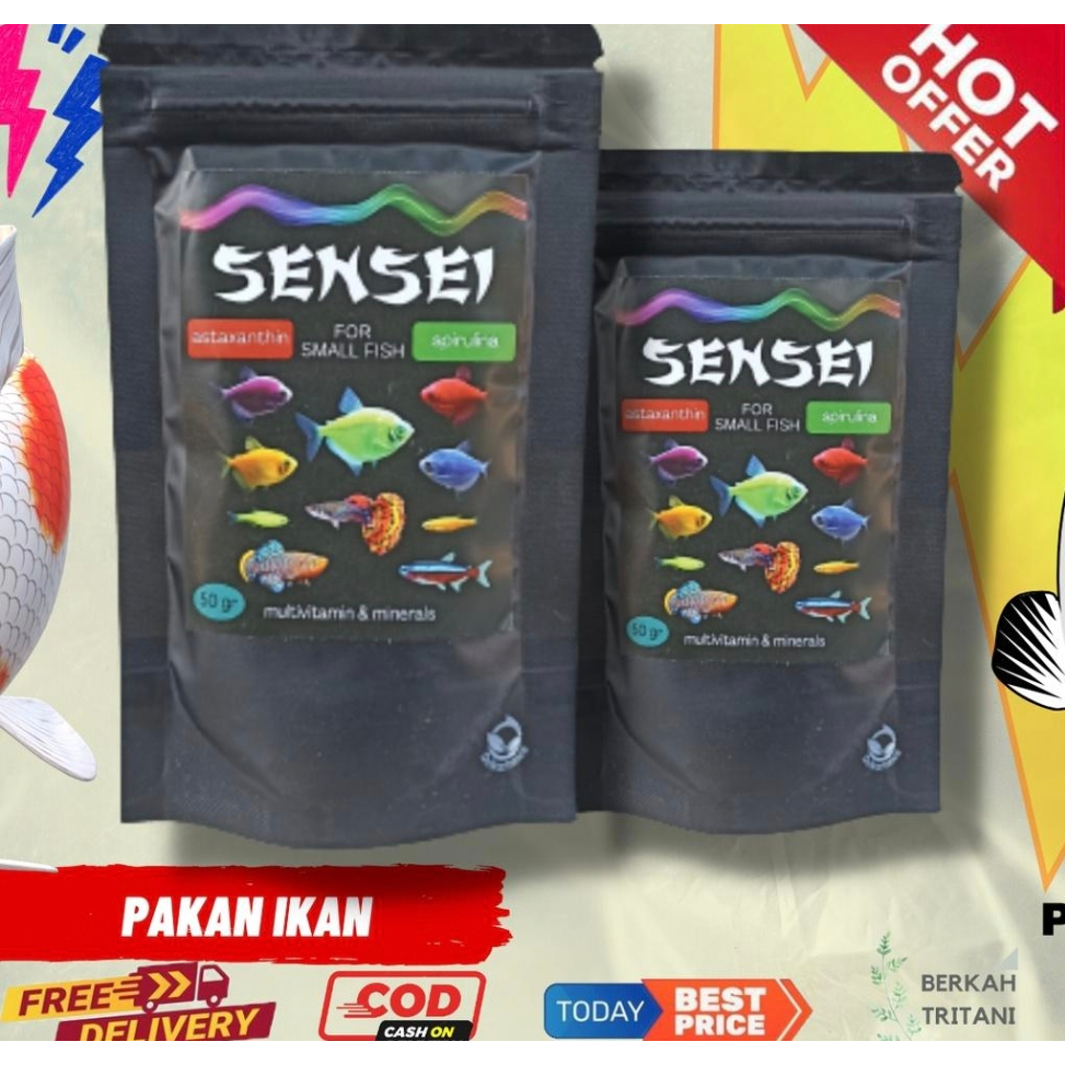 SENSEl Pelet Glowfish Pelet Ikan Hias Kecil Pakan Ikan Hias Kecil Pelet SENSEI 50 gr