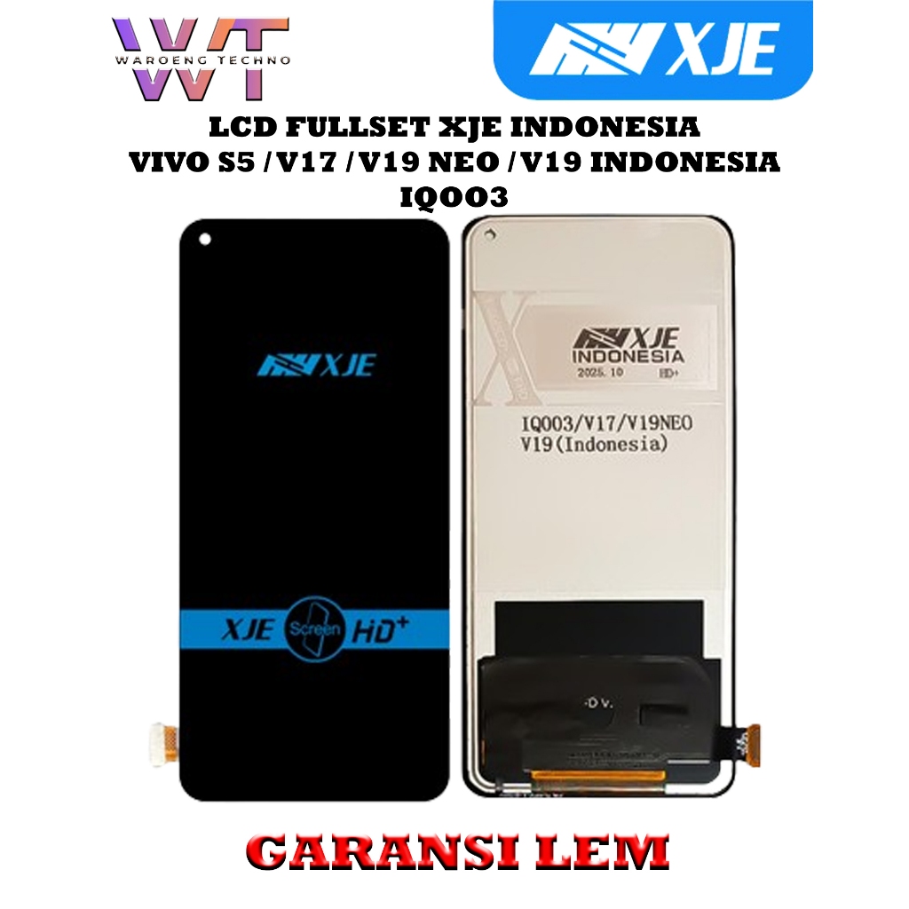 LCD VIVO S5 / V17 / V19 NEO / V19 INDONESIA / IQOO3 BLACK FULLSET TOUCHSCREEN XJE INDONESIA