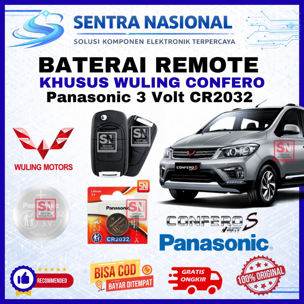 BATERAI REMOTE WULING CONFERO ORIGINAL PANASONIC CR2032 | BATTERY REMOTE CONFERO WULING KUALITAS BAG