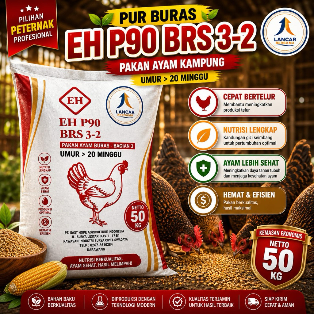 Pur Pakan Ayam Isi 3 Pak Buras EH P90 Pur Pkan Ayam Buras Kemasan 1 Kg