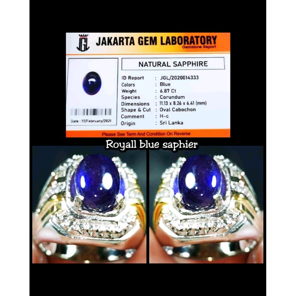 original batu mulia blue sapphire srilanka ceylon asli boll