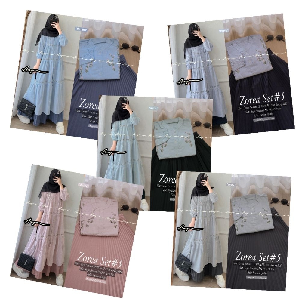 Tiana setelan long tunic jumbo ld 120 by A.N.Y rok plisket polos midi dress polo bordir rok panjang 