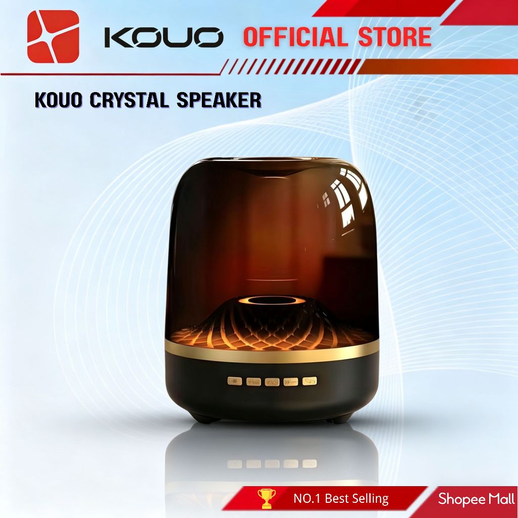 KOUO Glass Speaker Mini Portable High Quality Audio + Dukungan Bluetooth/AUX/Flashdisk/Memori Desain