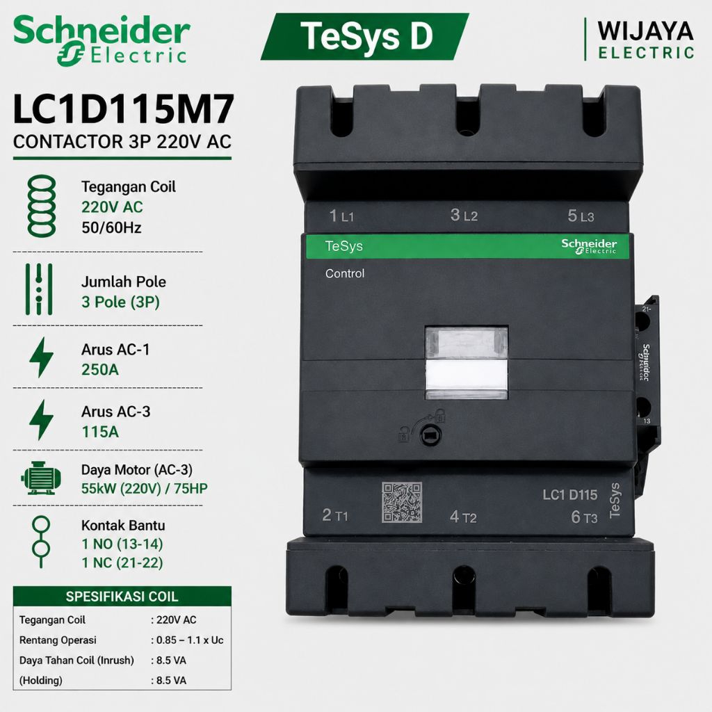 contactor kontaktor Schneider LC1D115M7 LC1D115 220vac 3phase 115a original Schneider