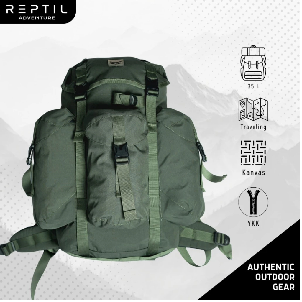 AUTHENTIC - Backpack - Tas Ransel Pria Wanita - Backpack Bushcraft R35 Reptil Adventure