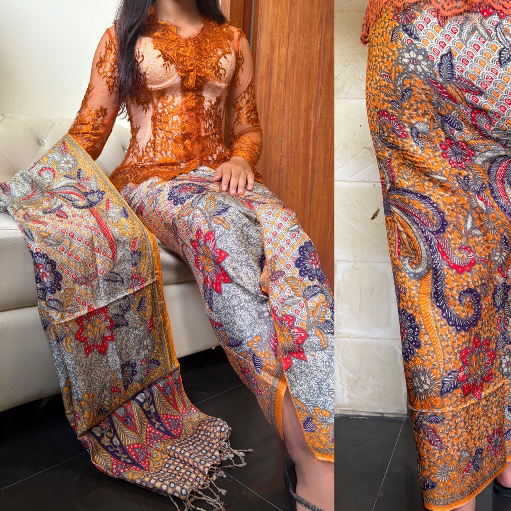 Kamen batik sutra paris - dobby set selendang | sutra paris atbm