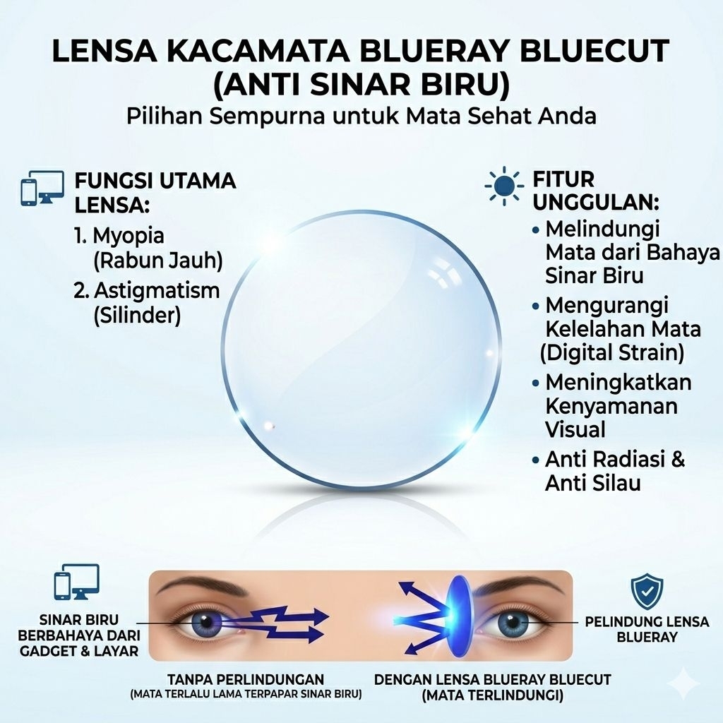 Lensa Minus Cyilinder Blueray Blueblocker FSV 1.56