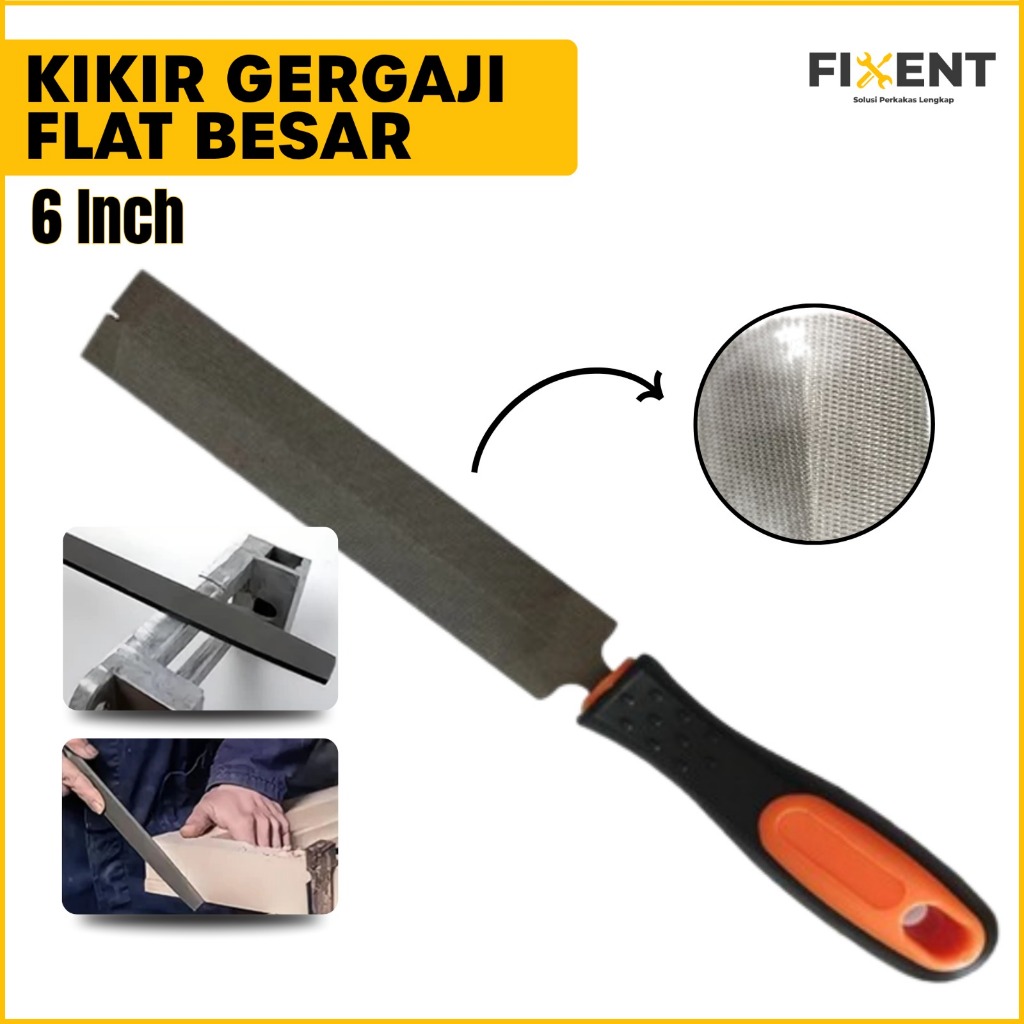 Kikir Gergaji T12 6 Inch Baja Kuat Asah Gergaji Kikir Besi Gagang Kayu Tahan Lama