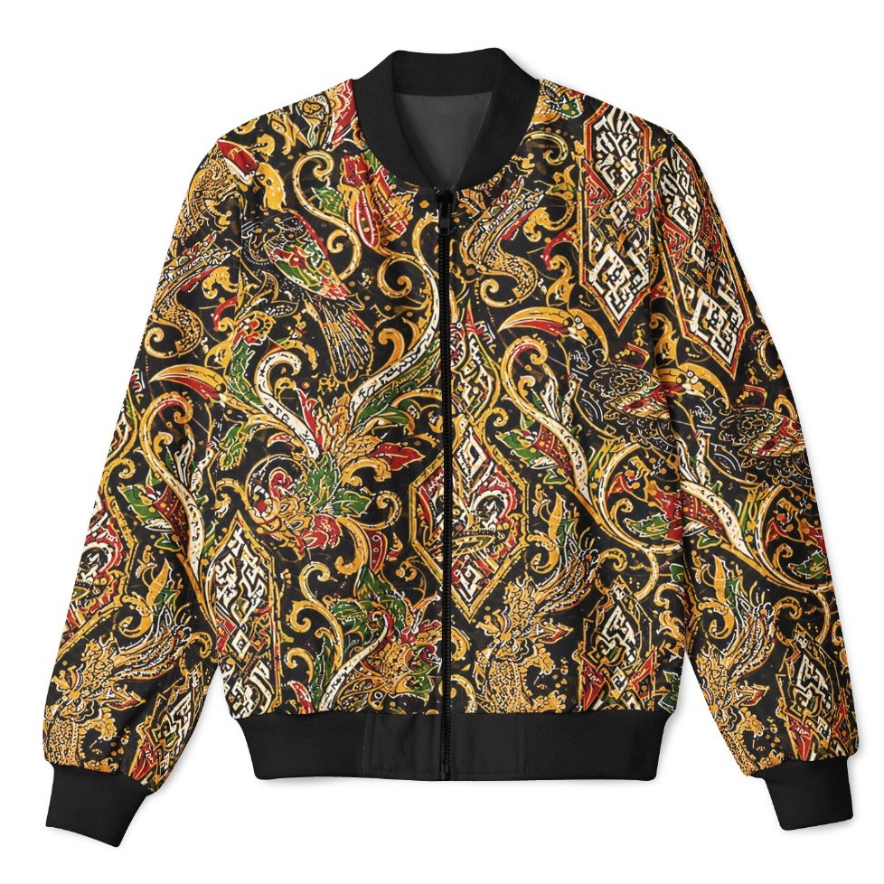 Jaket Bomber Batik / Jaket Motif Batik Paisley / Jaket Bomber Batik Kalimantan