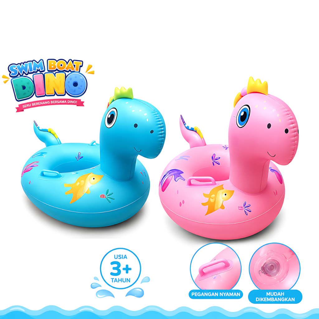 Mainan Anak SWIM BOAT DINO 006 Pelampung Anak Bentuk Dinosaurus Lucu Swim Ring Bayi Laki & Perempuan
