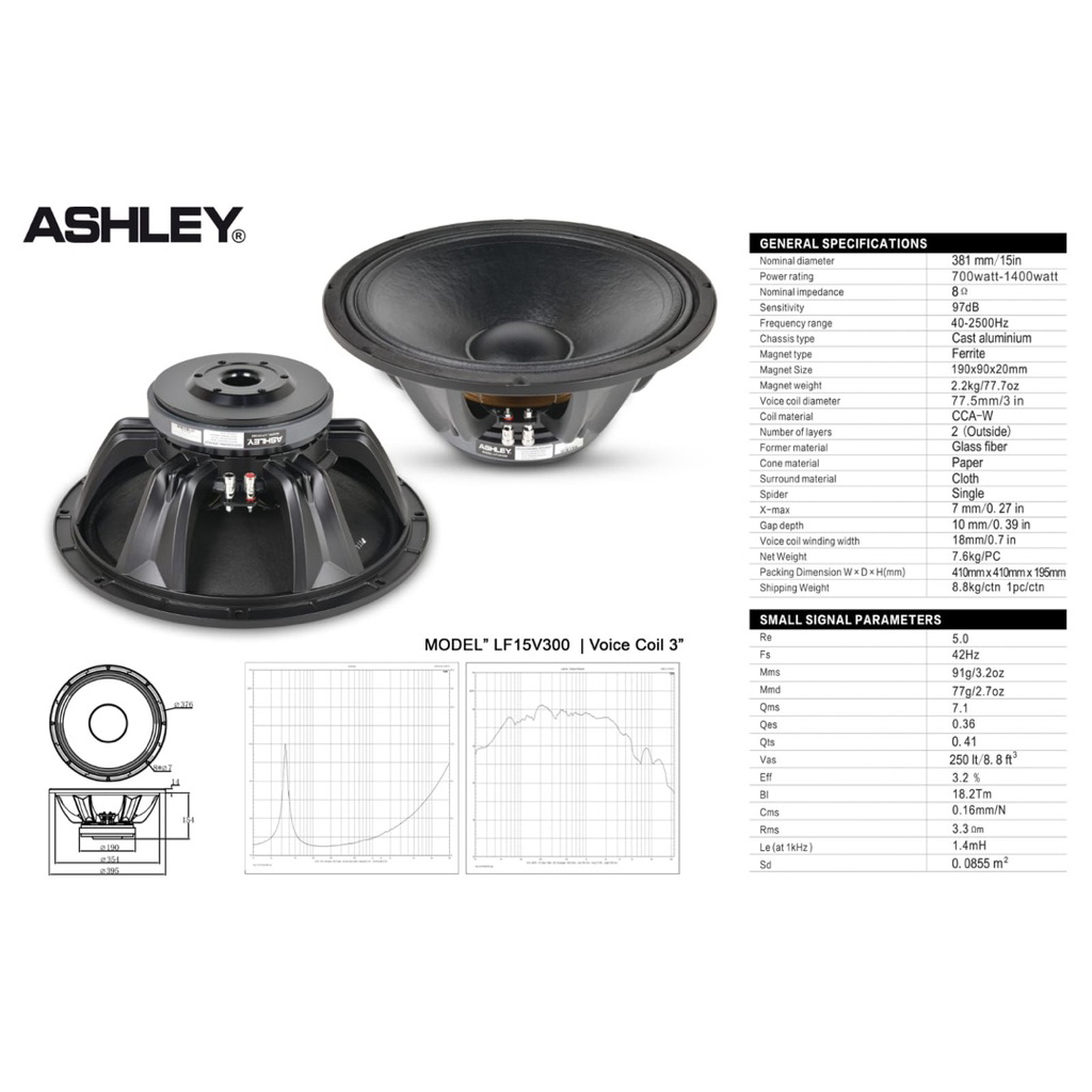 SPEAKET COMPONENT ASHLEY 15 INCH VOICE COIL 3 INCH LF15V300 ORIGINAL