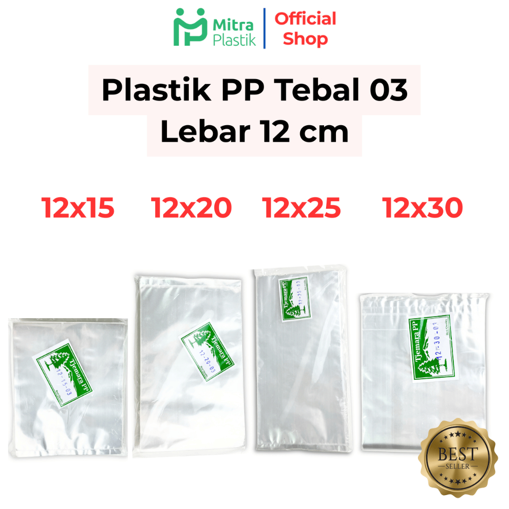 Plastik PP Lebar 12 Tebal 03 12x15 12x20 12x25 12x30 Kantong Plastik Bening Transparan