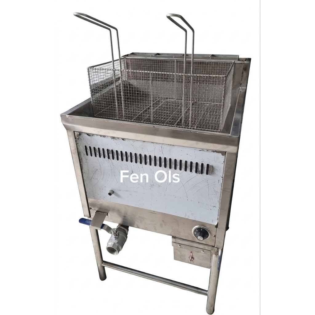Deep Fryer Gas otomatis thermostat Kap 50L stainless steel