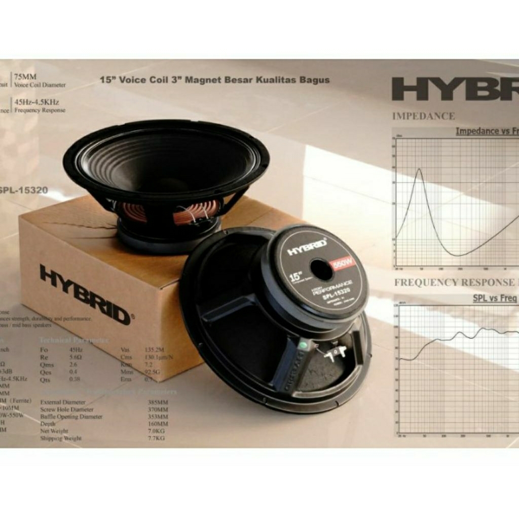 Speaker komponen Hybrid spl 15320 original 15 inch subwoofer