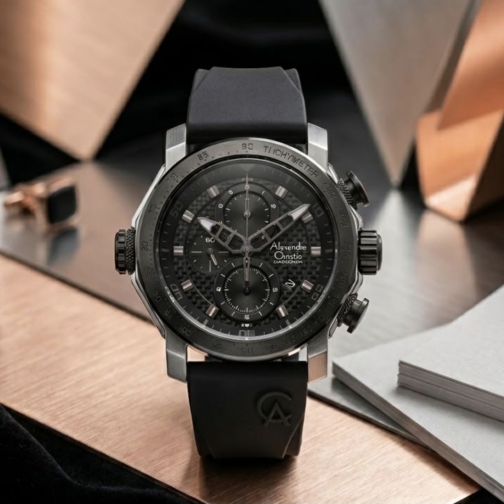 Alexandre Christie 6565 Black Silver Pria Original