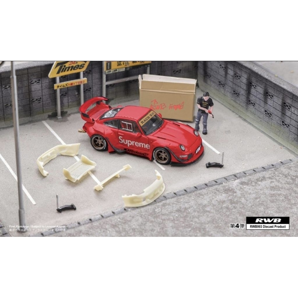 Star Model Diecast Skala 64 Porsche RWB 993 GT Wings Supreme Red Exclusive Version Figure + Aksesori