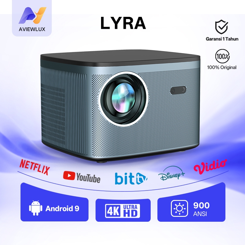 AVIEWLUX LYRA Smart Proyektor LCD - Android 9 - 900 ANSI  - 4K Decoding - WiFi 6 & Bluetooth 5.2 -Po