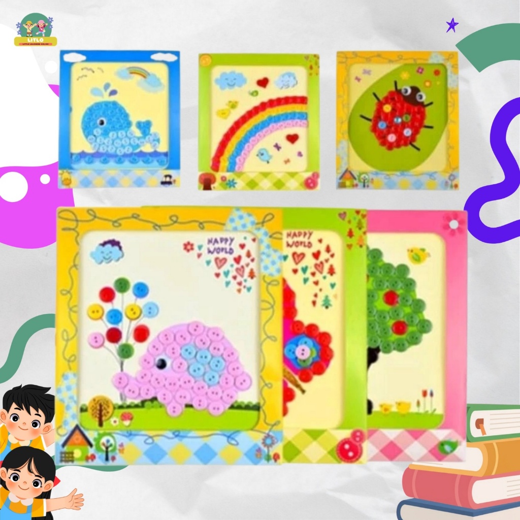 DIY PAINTING BUTTON STICKER MAINAN MENEMPEL KANCING EDUKASI ANAK